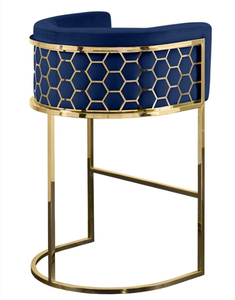 Nouvelle <span class=keywords><strong>Chaise</strong></span> <span class=keywords><strong>de</strong></span> <span class=keywords><strong>Bar</strong></span> Industrielle Moderne Multicolore en Métal Durable avec Tissu Velours et <span class=keywords><strong>Dossier</strong></span> Nid d'Abeille pour Salon et Chambre à Coucher - Product Image 2
