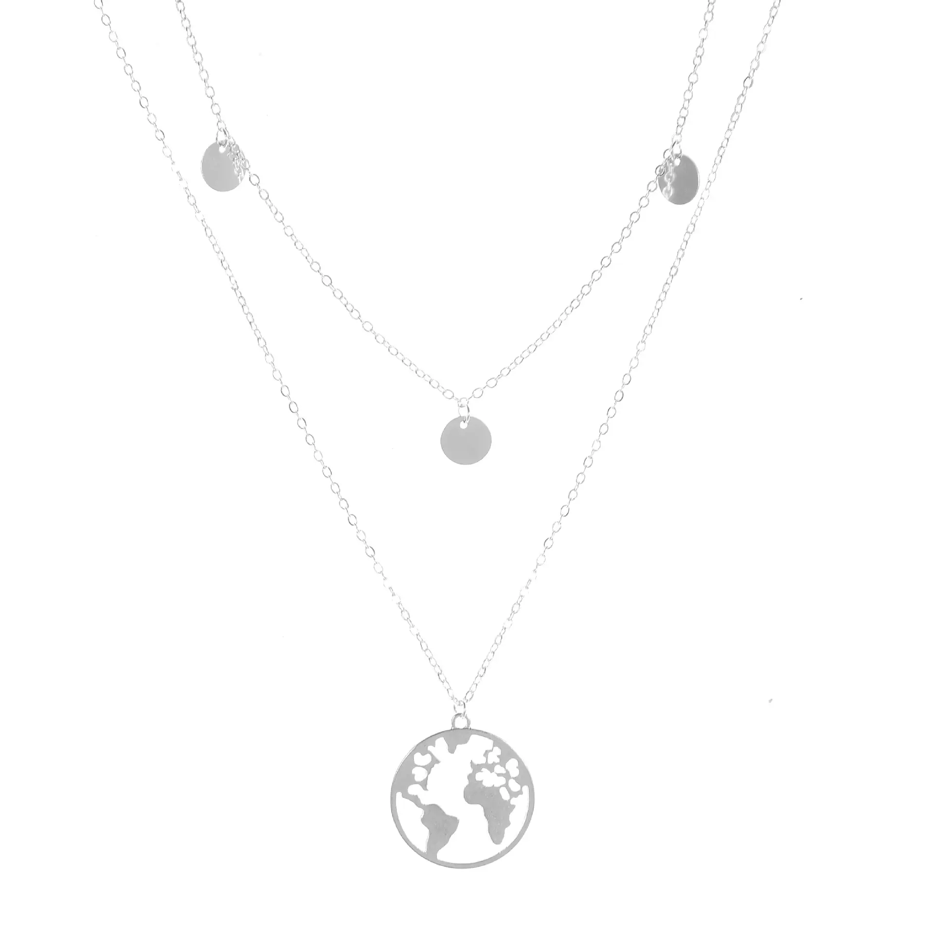 موضة السفر الخارجي عاشقين يوم الأرض هدية المجوهرات شخصية جولة مجوفة متعددة الطبقات قلادة خريطة العالم