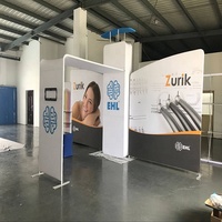 Stand d'exposition modulaire standard pliable en aluminium, facile à monter, avec impression par sublimation sur tissu, 10 pieds x 10 pieds