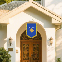 Drapeau du Kosovo personnalisé 20x30cm en satin avec franges, bannière suspendue, vente en gros, décoration pour ambassade, bureau, résistant à la décoloration