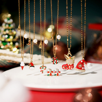 Collier personnalisé en acier inoxydable SA Jewelry, pendentif de Noël, collier émaillé avec CZ, bonhomme de neige, chaussette, cadeau de Noël pour femmes