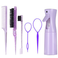 6 pièces ensemble de peignes de coiffure rose brosse à queue de rat peigne bord brosse peigne de rat pour femmes et filles coiffure