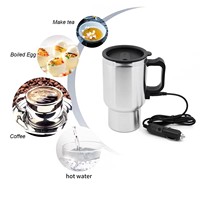12V voiture usb tasse plug-in thermos isolation chauffée voyage tasses à café tasse électrique vintage en acier inoxydable chauffe-tasse chauffant