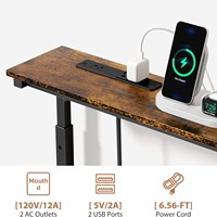 Table d'appoint de style américain avec prise électrique intégrée et étagère de rangement, réglable en hauteur, en MDF, pour salon ou entrée d'usine