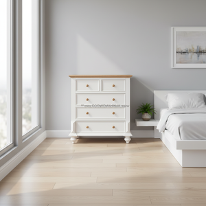 Commode en bois de marque LAS VEGAS 5 tiroirs Tallboy en bois massif de chêne/pin/acacia Meilleur prix - Product Image 2