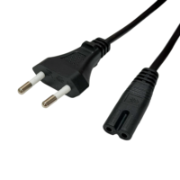 Cable de Alimentación Europeo de 2 Pines para Monitor de Ordenador y Electrodomésticos, Cable de Alimentación de PVC de 2.5A