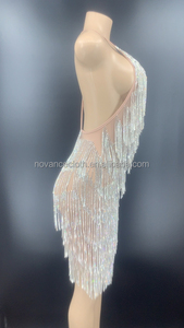 NOCANCE Venta caliente productos 2023 Sexy Deep V Bling Diamond Tassels Tallas grandes Vestidos de mujer Maternidad <span class=keywords><strong>Photoshot</strong></span> Vestidos - Product Image 3