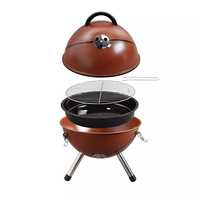 Barbecue au charbon de bois en acier en forme de ballon de basket CY - Conception pliable, contrôle tactile, sécurité des flammes, portable pour 2-3 personnes, camping en plein air
