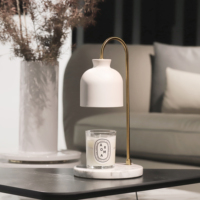 Lampe chauffante à parfum de maison en marbre doré de haute qualité, chauffe-bougie électrique en métal, veilleuse de nuit, brûleur d'aromathérapie en gros