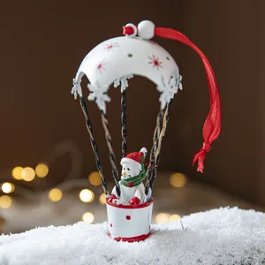 Ornamenti per l'albero di natale decorazioni natalizie arte in ferro ciondolo paracadute con mongolfiera natalizia per la festa in casa