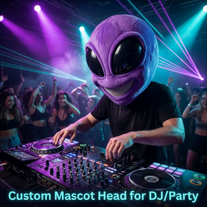 1 pièce Tête de mascotte personnalisée avec logo de marque, taille adulte, personnage de dessin animé Alien, pour Halloween, carnaval, fête, cosplay - Product Image 4