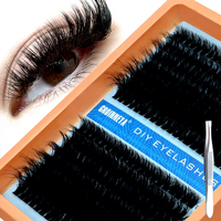 Kits de cils synthétiques DIY faits main pour auto-greffe, cils segmentés volumineux grande capacité, noirs, pour l'exportation
