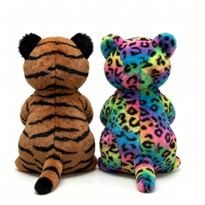 Ensemble de peluches personnalisées tigre et léopard, tigre brun en peluche, léopard arc-en-ciel imprimé, paire de jouets en peluche à imprimé animal - Product Image 4