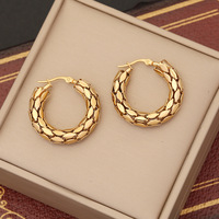 Boucles d'oreilles créoles hypoallergéniques en acier inoxydable plaqué or 18 carats, style chunky, pour femme, idéales pour les fêtes et comme cadeau
