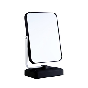 Gương Đứng Cầm Tay Hai Mặt Cá Tính Gương Khung Nhựa Trang Điểm Màu Đen Hình Vuông - Product Image 1