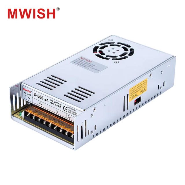 High Strength MWISH S-500-24 Small Size 500W 24V 20.8A Workshop Lighting 3 Phase Dc Switching Power Supply