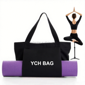 2025 nuovo YCH all'ingrosso sport sport pla spalla di tela Tote marrone Yoga borsa Logo personalizzato con tappetino taschino - Product Image 2