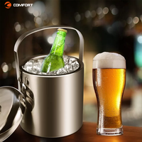 Meilleures ventes - Glacière à vin isotherme à double paroi personnalisée de 3 L en acier inoxydable avec couvercle