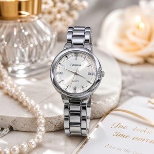 Reloj para Mujer con Incrustaciones de Diamantes de Imitación, Reloj de Cuarzo con Esfera Redonda, Caja de Aleación, Correa, Regalo Casual Diario, Reloj de Pulsera - Product Image 3