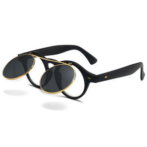 Gafas <span class=keywords><strong>de</strong></span> Sol Retro Flip-Top 8008 Punk Steampunk Cuadradas <span class=keywords><strong>de</strong></span> Doble Capa UV400 Doradas, Fabricante Mayorista, Cómodas y a la <span class=keywords><strong>Moda</strong></span> - Product Image 3