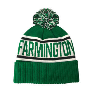 Prezzo di fabbrica verde a coste con Logo ricamato alla moda 100% cappello in cotone berretto invernale personalizzabile berretto con Pom - Product Image 3