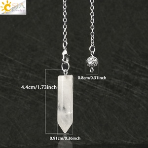 Péndulo de columna Hexagonal de piedra natural CSJA para radiestesia Wicca, péndulos de pilar de cristal puntiagudo, <span class=keywords><strong>amuleto</strong></span> de péndulo de Reiki G622 - Product Image 6