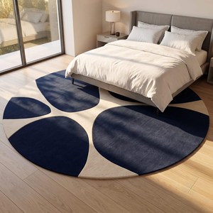 Modern Round Geometric Wool <b>Rug</b> Hand Tufted Handmade Circular Area Carpet for Bedroom Living Room <b>Nursery</b> Apartment Home Bulk - Product Image 1