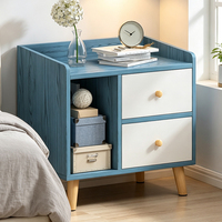 Table de chevet nordique en bois, table de nuit moderne avec 3 tiroirs, étagère de rangement ouverte, pieds en bois massif, armoire de chambre à coucher
