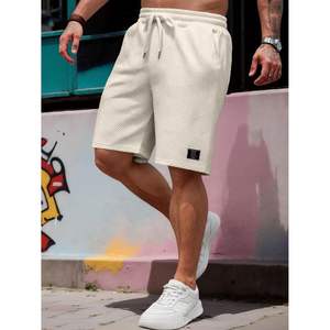 กางเกงขาสั้นลำลองผู้ชายแบบมีเชือกผูกเอว 7 นิ้ว เนื้อผ้ามีลาย เหมาะสำหรับใส่เล่นน้ำชายหาดในฤดูร้อน มีกระเป๋า - Product Image 4