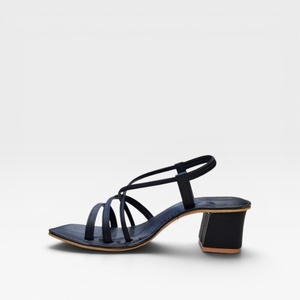 Trendy Black Strappy Block Heel <b>Sandals</b> Square Toe Slingback Casual Party Footwear Comfortable Ladies Heel Base Set - Product Image 4