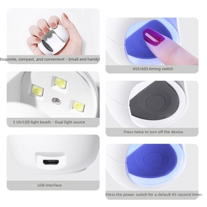 Lampe UV/LED compacte pour mini-manucure style influenceur, séchoir à doigt portable LED Q3 pour un seul doigt - Product Image 3