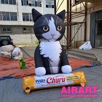 Ballon gonflable adorable en forme de chat avec bâtonnet pour chat, idéal pour la décoration extérieure – Publicité pour animalerie