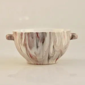 Vajilla de cerámica de alta calidad, cuenco de sopa de piedra, porcelana de mármol esmaltado, tazón de sopa