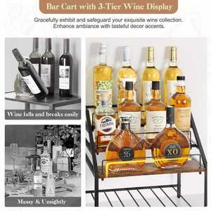 Étagère à vin en fer forgé à trois niveaux avec étagère de rangement pour sirop, <span class=keywords><strong>porte</strong></span>-bouteilles compact pour le salon - Product Image 3