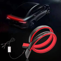 Noir Fiber De Carbone 12V LED Lampe Unique Lumière Voiture Tronc Frein Lampe Spoiler Auto Toit Tronc Queue Spoiler Bande Fixe Éclairage