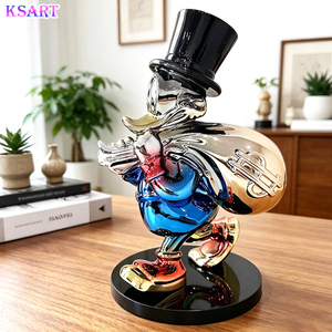 Sculpture de canard porte-monnaie créative et colorée, peinte à la main, pour la décoration de bureau, artisanat en résine pour la maison et le salon - Product Image 1