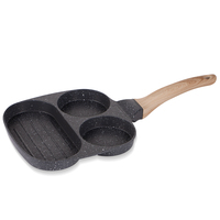 Poêle à œufs RAF R.2542 19CM 750W, antiadhésive, multi-sections, base plate, manche en bois, ustensile de cuisine