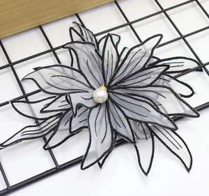 ZSY Organza tessuto Tulle fiore per la decorazione del vestito fiore di nozze per applique patch fiore in rilievo sposa - Product Image 3