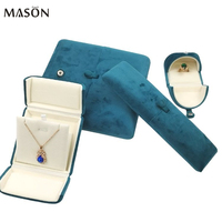 Ensemble de boîte à bijoux en velours bleu de haute qualité bague en flanelle bracelet collier boîte avec bouton boîte à bijoux de taille personnalisée en gros