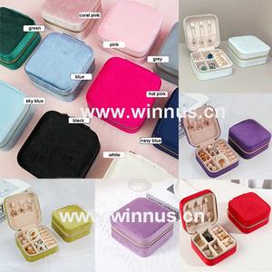 Caja organizadora de joyería de regalo para niñas y mujeres con logotipo personalizado, caja de almacenamiento de joyería con cremallera, pendiente, collar, estuche de viaje, joyero de terciopelo - Product Image 6