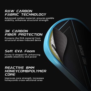 Pala de Pickleball de Fibra de Carbono Aprobada por la USAPA, Núcleo de Panal, Diseño sin Bordes para Juego Competitivo - Agarre Ergonómico Ligero - Product Image 2