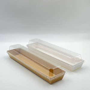 Hot bán hình chữ nhật kraft giấy thực phẩm hộp các tông màu trắng Bánh hộp Puff Pastry hộp bánh mì bao bì, hộp bánh sandwich với nắp nhựa - Product Image 1