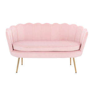 Sofá de concha de dos plazas moderno de estilo nórdico a precio barato, sofá de boda, patas doradas, sofá de recepción de concha de terciopelo - Product Image 2