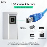 Câble de données USB 2.0 AM BM transparent bleu tressé à charge rapide compatible avec les imprimantes, les scanners, les disques durs externes, les ordinateurs iOS