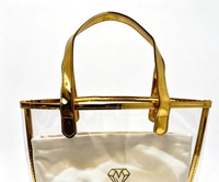 Sac à main holographique de luxe avec poignée dorée, logo personnalisé, mini sac fourre-tout, sac de plage rayé, sac de shopping