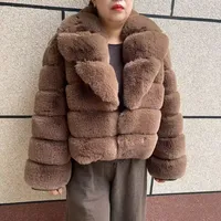 Nouvelle Veste Courte en Fausse Fourrure pour Femme, Col Large Tendance, Coupe Épaisse, Hiver, Douce et Moelleuse