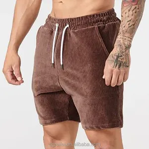 Wholesale Streetwear Blank Vintage Sports Board Shorts Custom Design Your Own Men Slant Pocket Ribbed Embroidery Corduroy Shorts