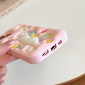 Custodia per telefono in Silicone arcobaleno <span class=keywords><strong>unicorno</strong></span> 3d cartone animato per alleviare lo Stress <span class=keywords><strong>Cover</strong></span> per <span class=keywords><strong>Iphone</strong></span> 11 12 13 14 15pro Max 15plus 14plus - Product Image 4