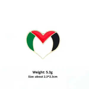 Freies Palästina Flagge Quadratisches Abzeichen Brosche Großhandel Legierung Öltropfen-Technik Kleidungszubehör Faust-Flagge Lagerware - Product Image 3