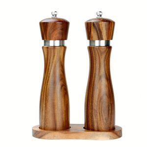 Nouveau style – Lot de 2 grands moulins à poivre de 8 pouces <span class=keywords><strong>en</strong></span> <span class=keywords><strong>bois</strong></span>, moulin à sel et à poivre avec réglage de la grosseur personnalisable - Product Image 5